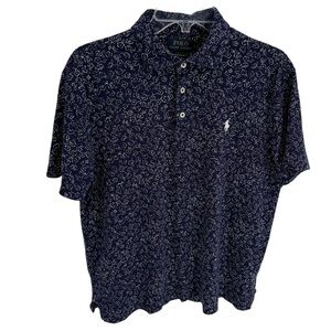 Polo Ralph Lauren Polo Shirt Size L Purple Custom Slim Fit Floral Short Sleeve
